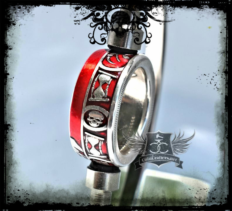 Memento Mori Silver Coin Ring - The Last Laugh - Men's Skull Ring