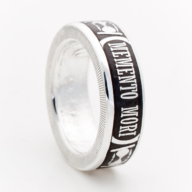 Memento Mori Silver Coin Ring - The Last Laugh - Men's Skull Ring