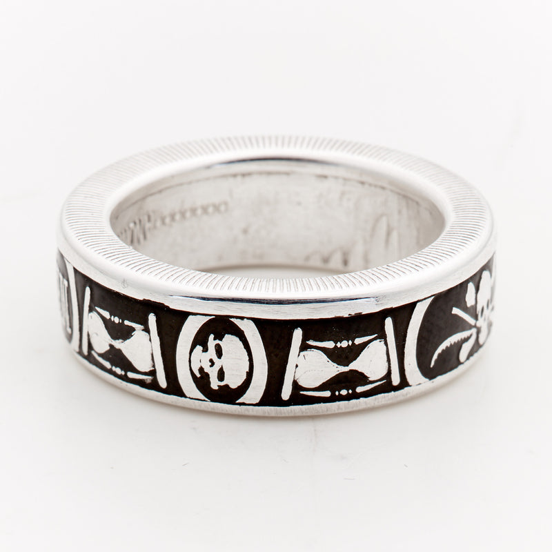 Memento Mori Silver Coin Ring - The Last Laugh - Men's Skull Ring
