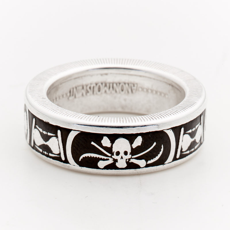 Memento Mori Silver Coin Ring - The Last Laugh - Men's Skull Ring