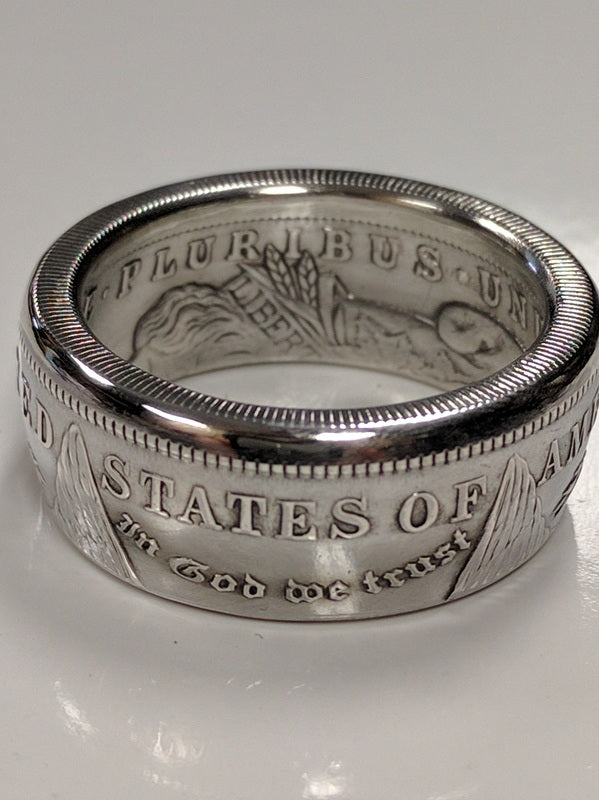 Polished Morgan Silver Dollar coin ring