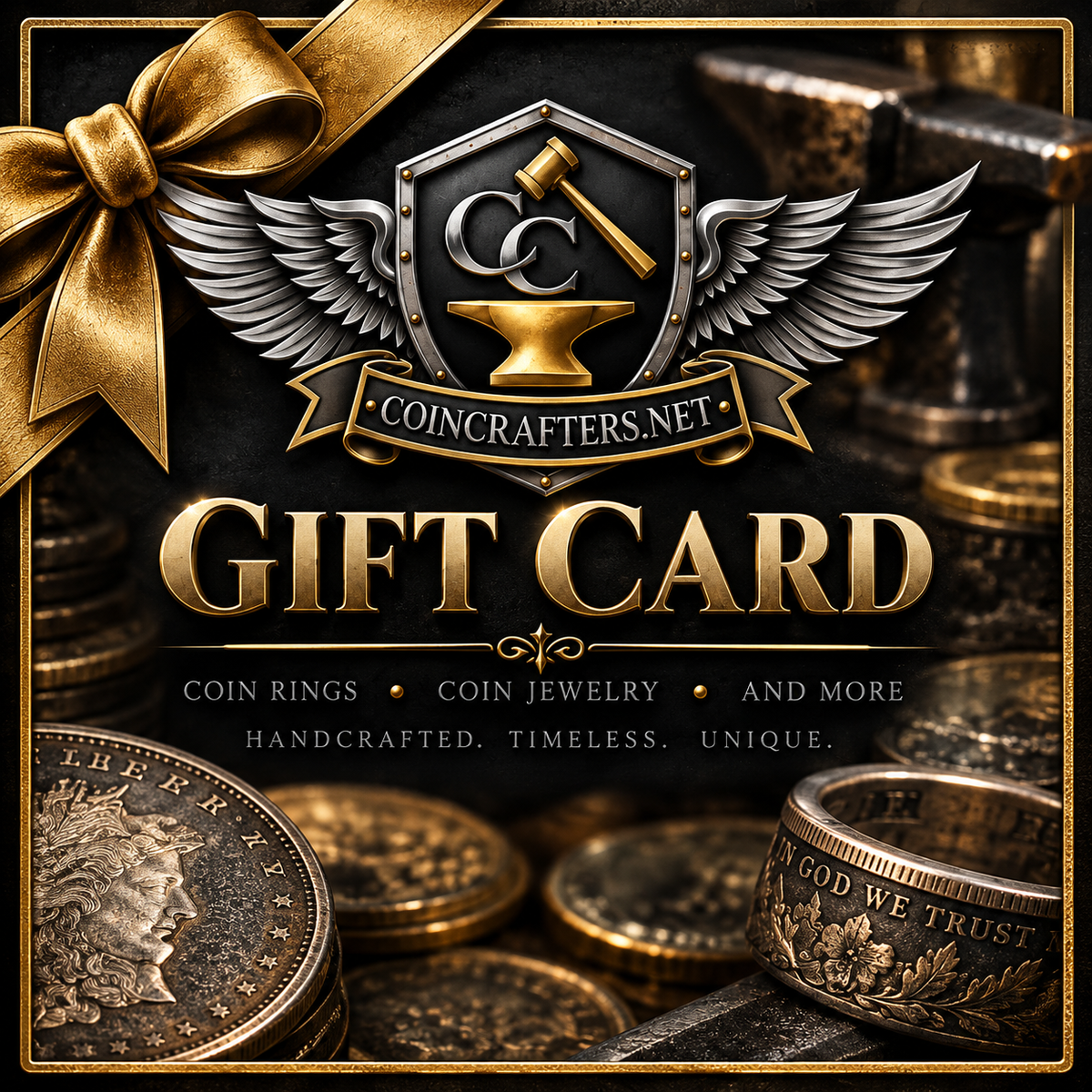 CoinCrafters digital gift card for handcrafted coin rings and coin jewelry