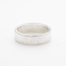 California State Quarter coin ring in polished silver finish