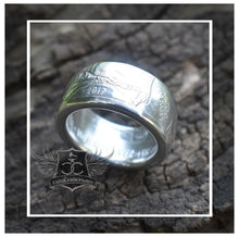 Handcrafted American Silver Eagle coin ring in polished .999 fine silver