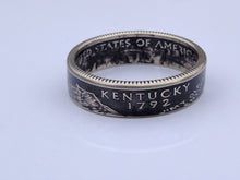 Kentucky State Quarter coin ring with black patina finish