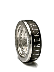 Liberty or Death .999 fine silver coin ring with black finish