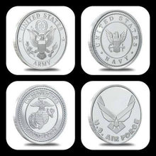 Original .999 fine silver military rounds for Navy, Marines, Army, and Air Force coin rings