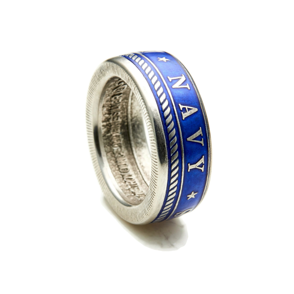 U.S. Navy .999 fine silver military coin ring in blue