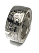 A coin ring made from a 2019 American Silver Eagle dollar, with a polished silver finish.