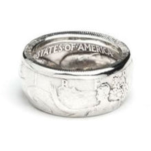 Walking Liberty Half Dollar coin ring showing the interior United States of America lettering