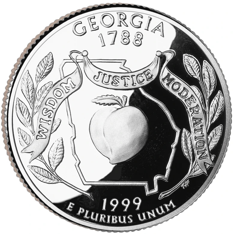 1999 Georgia State Quarter proof reverse design — United States Mint image