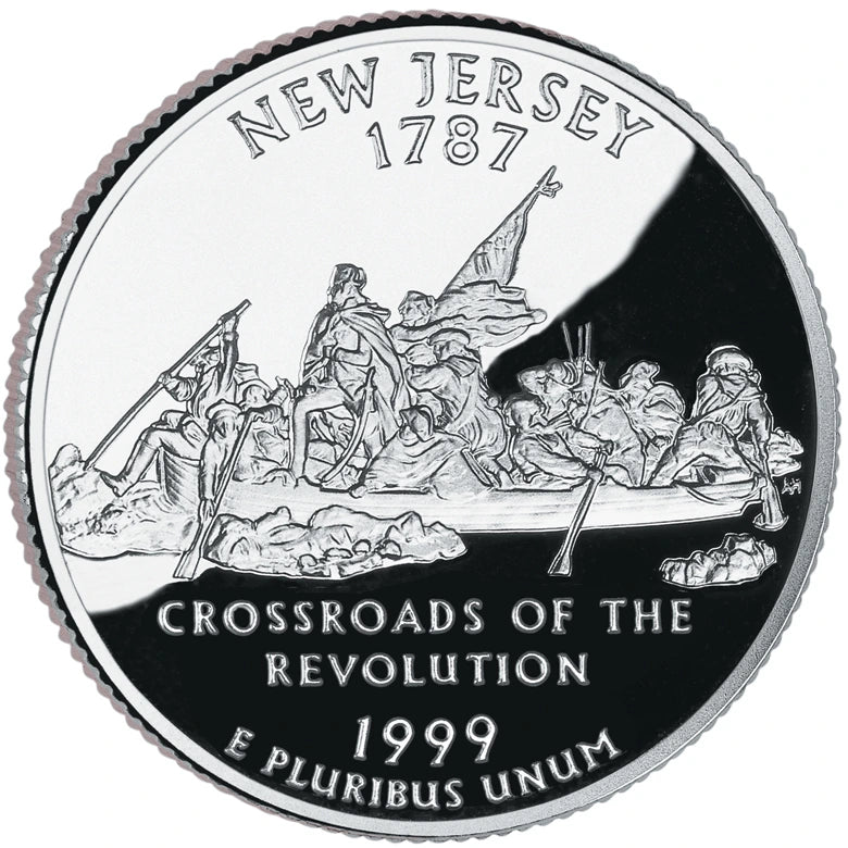1999 New Jersey State Quarter proof reverse design — United States Mint image