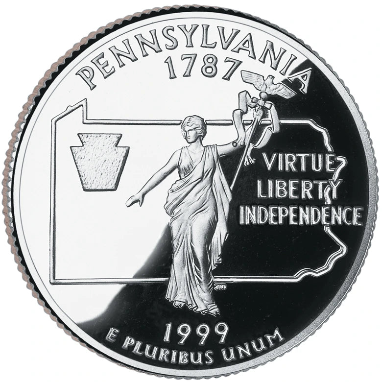 1999 Pennsylvania State Quarter proof reverse design — United States Mint image
