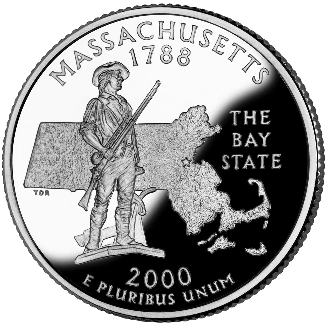 2000 Massachusetts State Quarter proof reverse design — United States Mint image