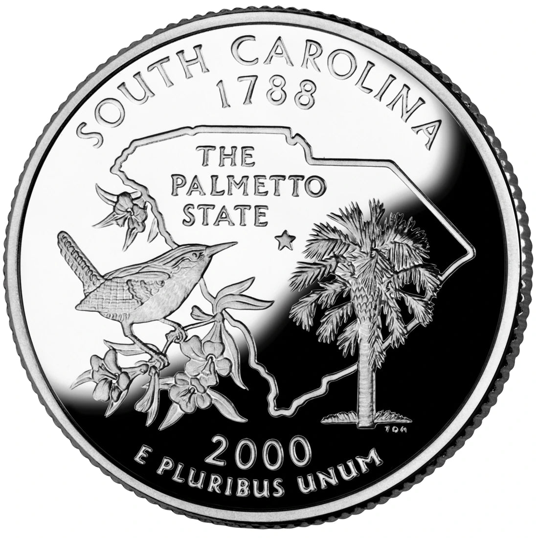 2000 South Carolina State Quarter proof reverse design — United States Mint image