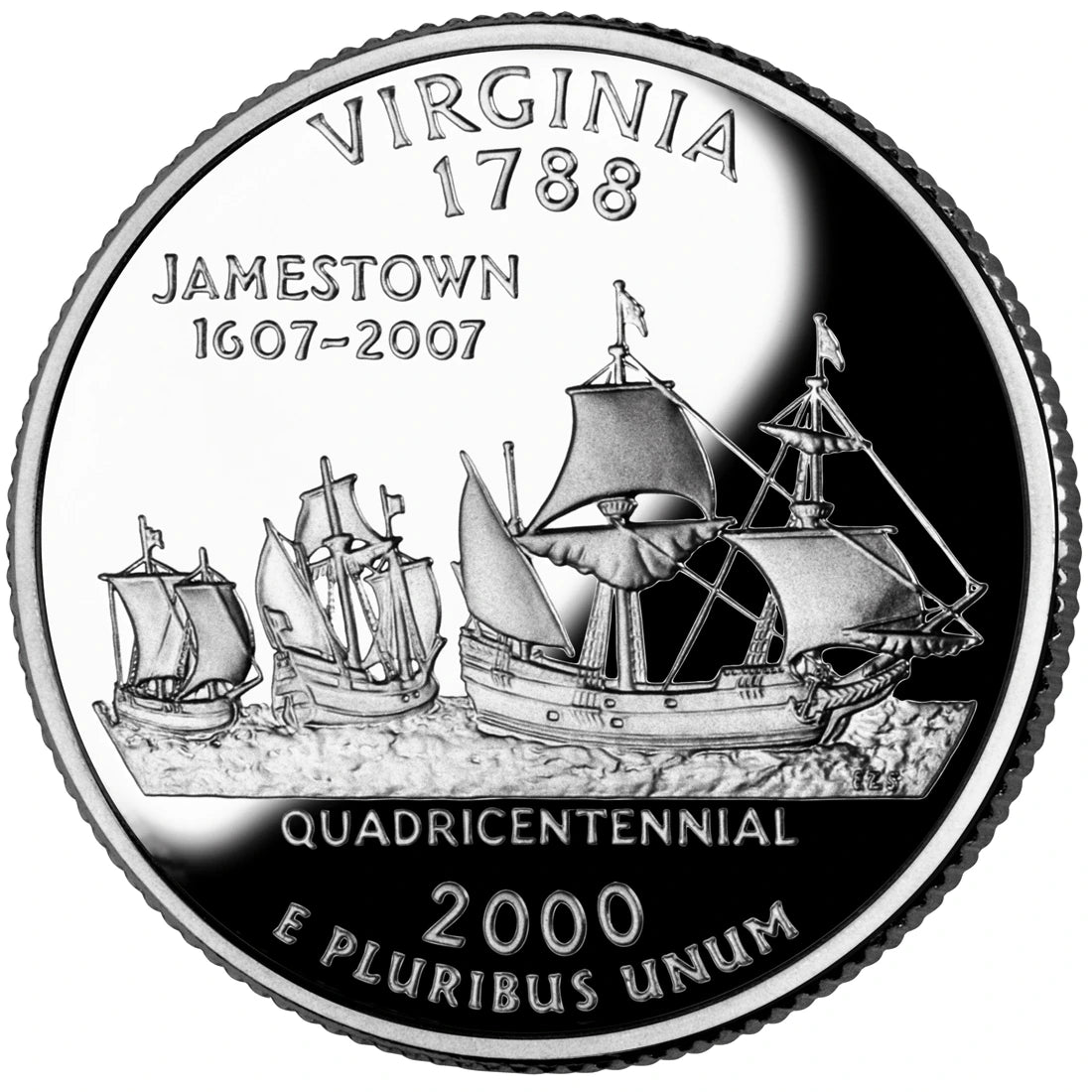 2000 Virginia State Quarter proof reverse design — United States Mint image