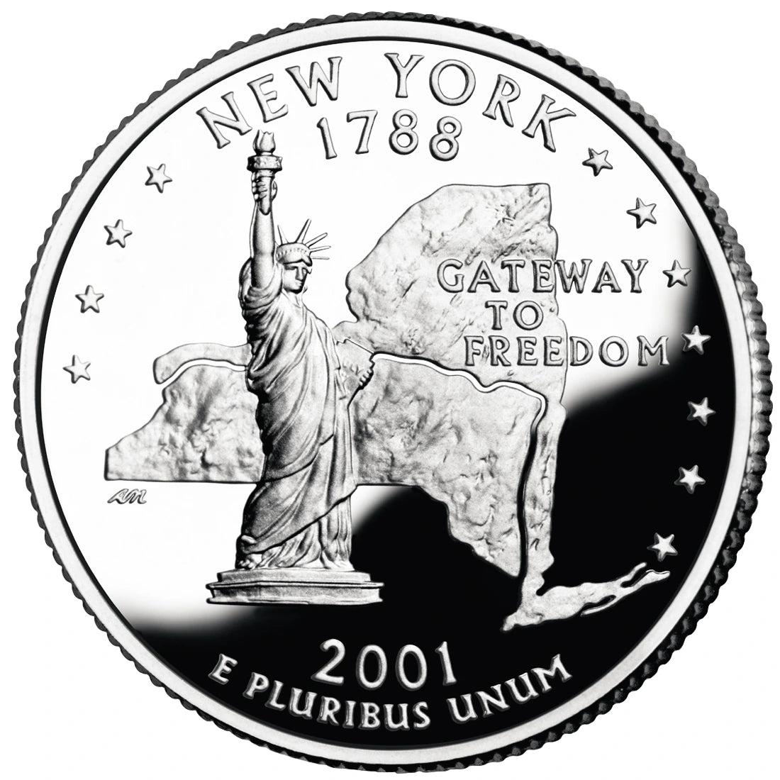2001 New York State Quarter proof reverse design — United States Mint image