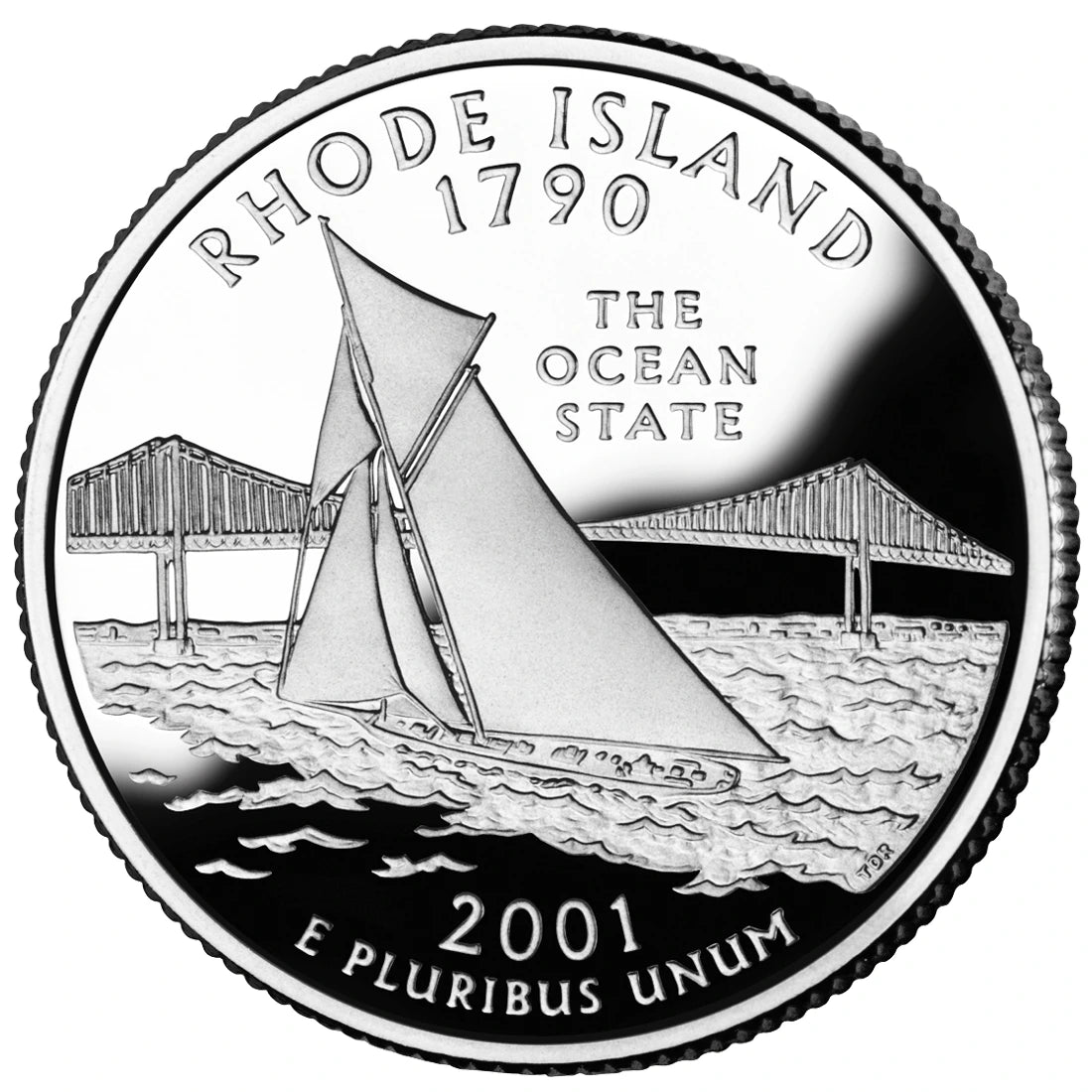 2001 Rhode Island State Quarter proof reverse design — United States Mint image