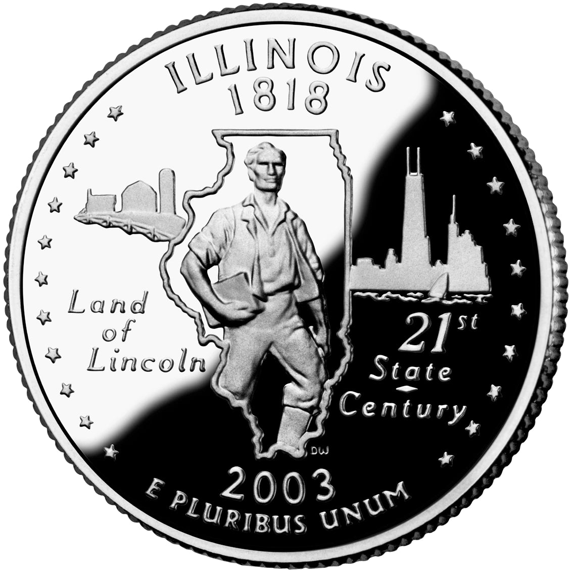 2003 Illinois State Quarter proof reverse design — United States Mint image