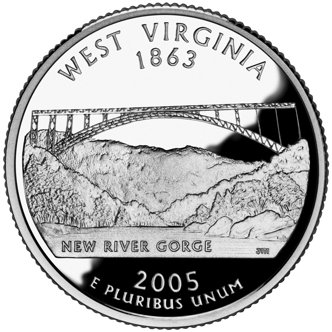2005 West Virginia State Quarter proof reverse design — United States Mint image