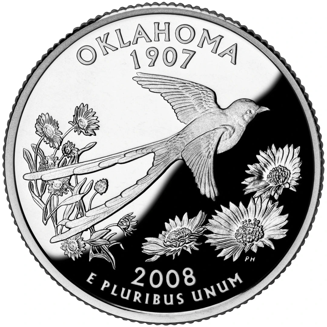 2008 Oklahoma State Quarter proof reverse design — United States Mint image