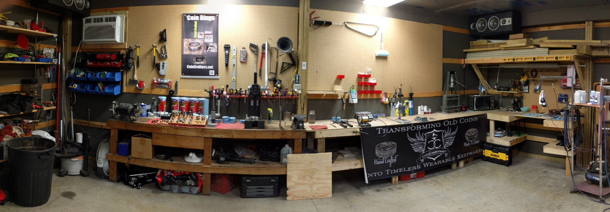 CoinCrafters workshop where handcrafted coin rings and coin jewelry are made from authentic coins